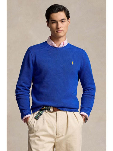 Памучен пуловер Polo Ralph Lauren в синьо от лека материя 710810846