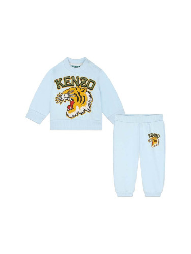 Бебешки памучен спортен комплект Kenzo Kids в синьо K60515