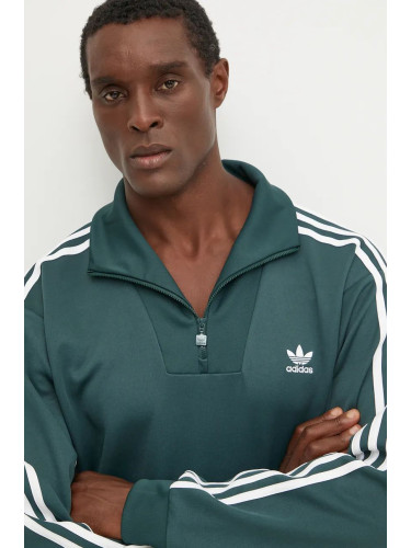 Суичър adidas Originals Funnelneck Tracktop в зелено с апликация IZ2502