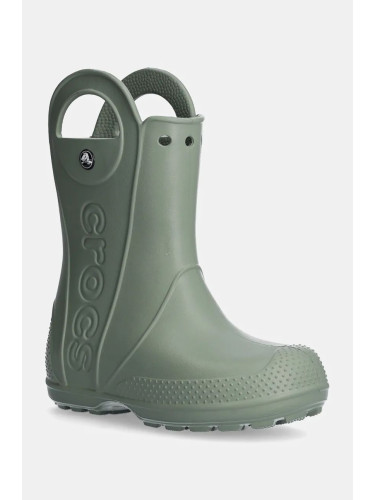 Детски гумени ботуши Crocs HANDLE RAIN BOOT в зелено 12803