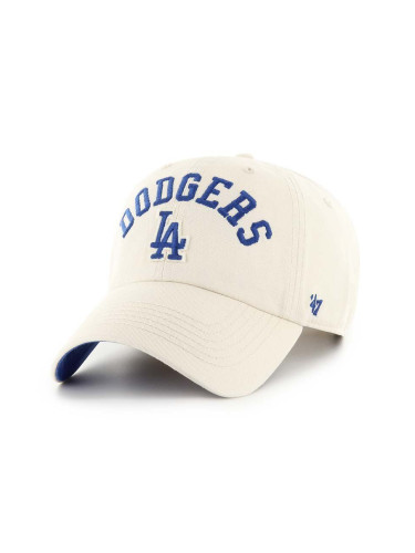 Памучна шапка с козирка 47 brand MLB Los Angeles Dodgers в бежово с апликация B-CLBFB12GWS-Y0