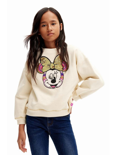 Детски памучен суичър Desigual MICKEY MOUSE в бежово с апликация 24WGSK07