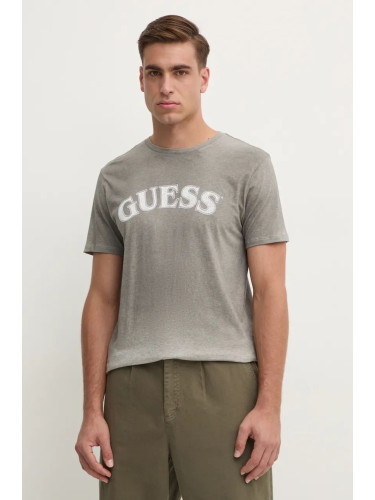 Памучна тениска Guess в сиво с принт M4BI04.K9RM1