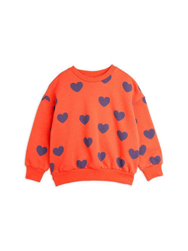 Детски суичър Mini Rodini Hearts в червено с десен