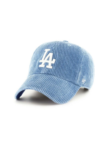 Джинсова шапка с козирка 47 brand MLB Los Angeles Dodgers в синьо с апликация B-THCKC12EWS-MO