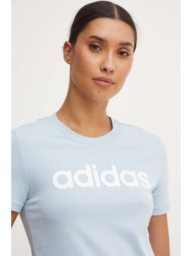 Памучна тениска adidas Essentials в синьо IY9188