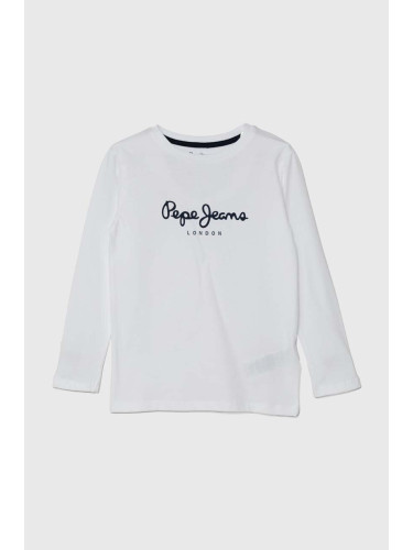 Детска блуза с дълги ръкави Pepe Jeans NEW HERMAN в бяло с принт PB503919