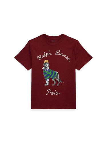 Детска памучна тениска Polo Ralph Lauren в червено с принт 323952497001