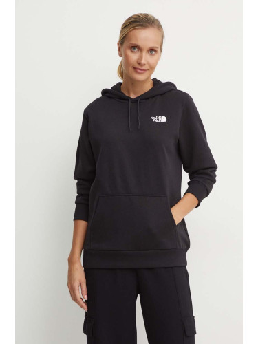 Суичър The North Face Simple Dome Hoodie в черно с качулка с принт NF0A89EYJK31