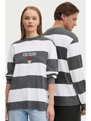 Памучна блуза с дълги ръкави Guess Originals в сиво с десен M4BI55 K8FQ4