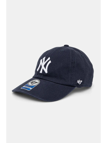 Детска памучна шапка с козирка 47 brand MLB New York Yankees в тъмносиньо с апликация B-RGW17GWS-NY_KIDS