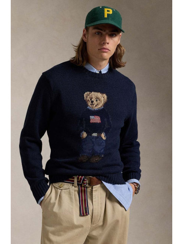 Пуловер с лен Polo Ralph Lauren в тъмносиньо  710946137