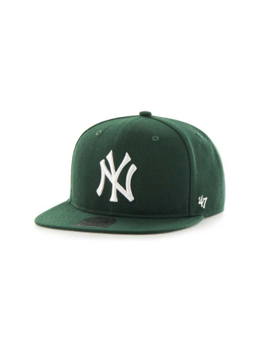 Памучна шапка с козирка 47 brand MLB New York Yankees в зелено с апликация B-NSHOT17WBP-DG