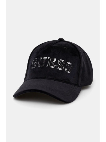 Шапка с козирка Guess в черно с апликация V4BZ04 KBXI2