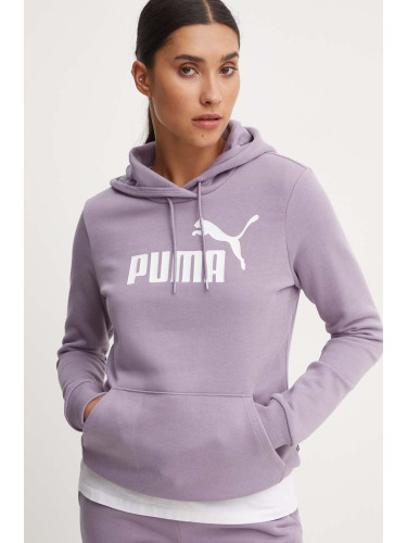 Суичър Puma в лилаво с качулка с принт