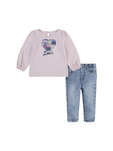 Комплект за бебета Levi's PUFF SLEEVE TEE & JEAN SET в розово 1EL502