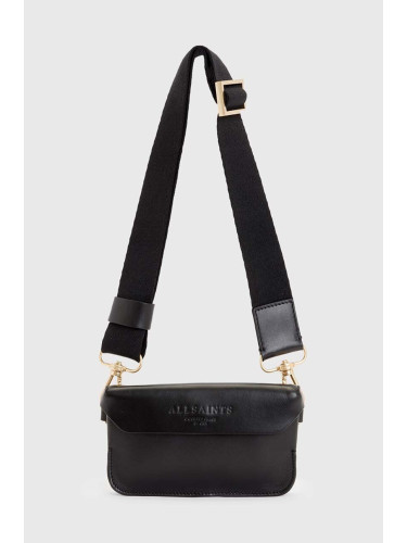 Кожена чанта AllSaints ZOE CROSSBODY в черно W312XB