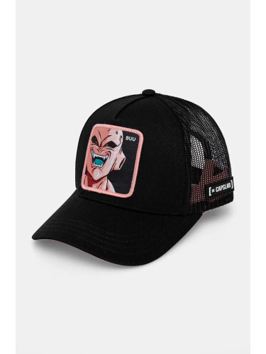 Детска шапка с козирка Capslab Dragon Ball Capslab Trucker в черно с апликация CL.DBZ.3.BUU