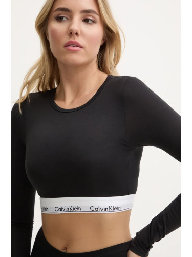 Домашна блуза с дълги ръкави Calvin Klein Underwear в черно 000QF8009E