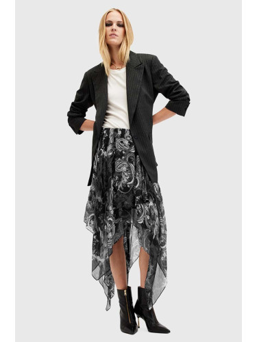 Пола AllSaints POLLY SKIRT в черно среднодълга разкроена W011RB