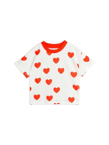 Детска памучна тениска Mini Rodini Hearts в бежово