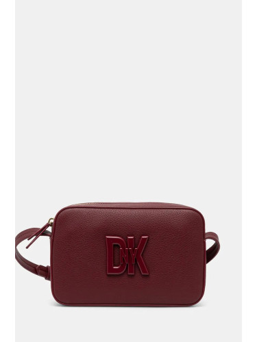 Кожена чанта Dkny в бордо