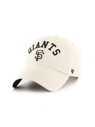 Памучна шапка с козирка 47 brand MLB San Francisco Giants в бежово с апликация B-CLBFB22GWS-Y0