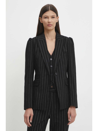 Сако Bruuns Bazaar DecumariaBBNora blazer в черно с едно копче с десен BBW4083