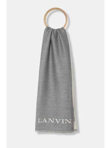 Вълнен шал Lanvin в сиво с десен 6L3518.J5756