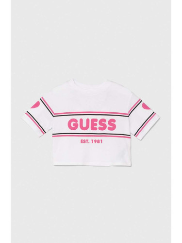 Памучна тениска Guess в бяло J4YI10 K8HM4