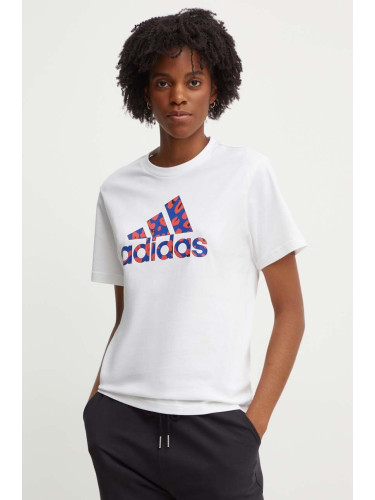 Памучна тениска adidas в бяло IY3435