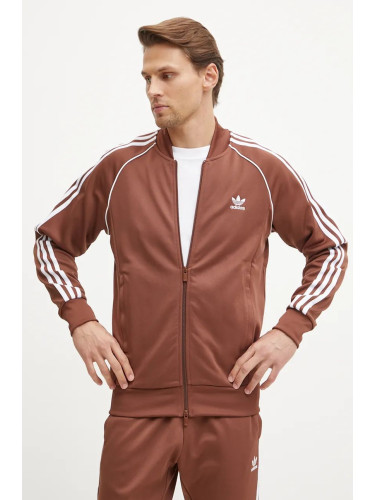 Суичър adidas Originals Adicolor Classics SST Tracktop в кафяво с десен IY9855