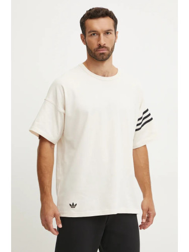 Памучна тениска adidas Originals Neuclassics Tee в бежово с апликация JF9139