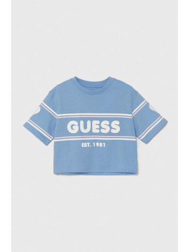 Памучна тениска Guess в синьо J4YI10 K8HM4