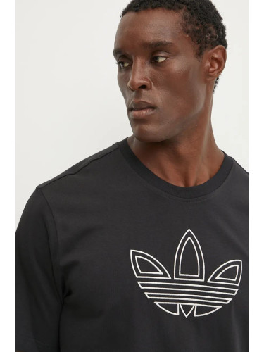 Памучна тениска adidas Originals Outline Tee в черно с апликация IY4882