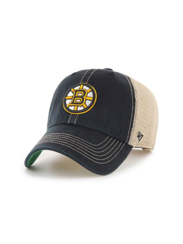 Шапка с козирка 47 brand NHL Boston Bruins в черно с апликация H-TRWLR01GWP-BK