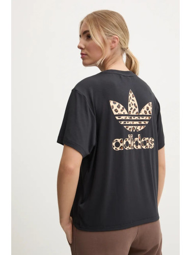 Тениска adidas Originals Trefoil Tee Leopard в черно IW8475