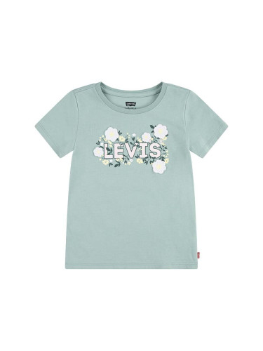 Детска памучна тениска Levi's WILDFLOWERS BATWING TEE в тюркоазено 3EL036