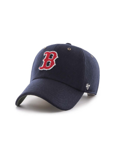 Вълнена шапка с козирка 47 brand MLB Boston Red Sox в тъмносиньо с апликация B-PNTCU02WIS-NY