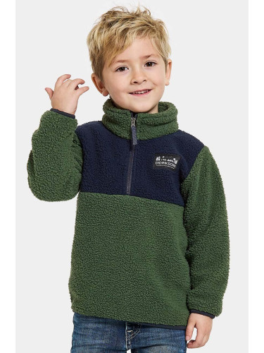 Детски поларен суичър Didriksons GOSIG KIDS HALFZIP в зелено с десен 505536