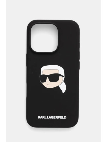 Кейс за телефон Karl Lagerfeld iPhone 16 Pro 6.3 в черно KLHMP16LSKHPPLK