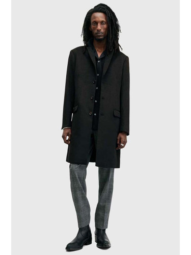 Палто с вълна AllSaints HAL COAT в черно преходен модел M005OZ