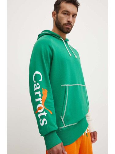 Суичър Puma PUMA X CARROTS Graphic Hoodie TR в зелено с качулка с десен 627445