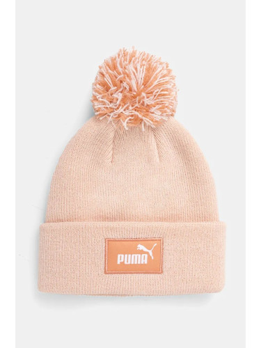 Детска шапка Puma FC Pom-Pom- Beanie в розово с фина плетка 255410