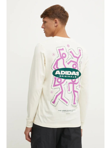 Тениска adidas Originals в бежово с принт IX6785