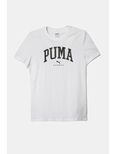 Детска памучна тениска Puma SQUAD Tee в бяло с принт 681779