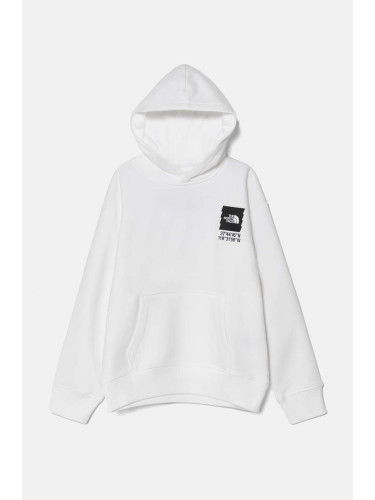 Детски суичър The North Face COORDINATES GRAPHIC OVERSIZED HOODIE в бяло с качулка с принт NF0A89HKFN41