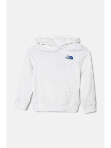 Детски суичър The North Face REDBOX REGULAR P/O HOODIE в бяло с качулка с принт NF0A89H9FN41