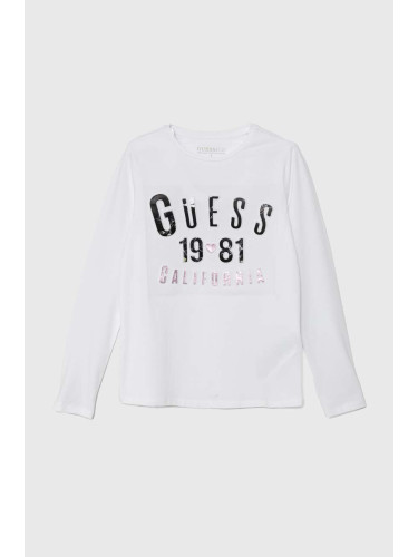 Детска блуза с дълги ръкави Guess в бяло J4YI31 K6YW4