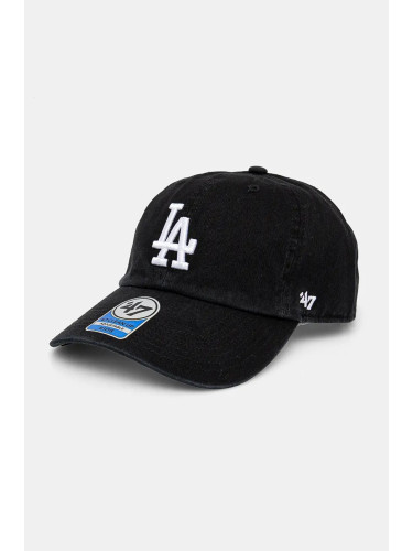 Детска памучна шапка с козирка 47 brand MLB Los Angeles Dodgers в черно с апликация B-RGW12GWS-BKJ_KIDS